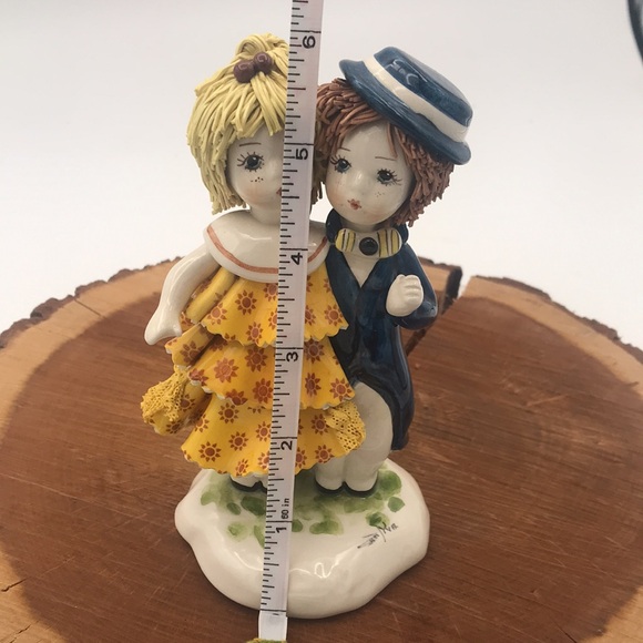 VTG Lino Zampiva Spaghetti Ware Boy & Girl Figurine 6" Signed & Stamped - Picture 10 of 11